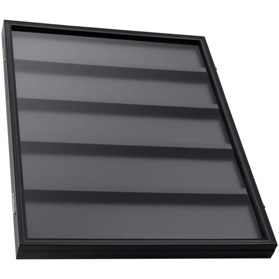 VEVOR 35 Graded Sports Card Display Case, 24.3x30.5x2.1 in, Baseball Card Display Frame with 98% UV Protection Clear View PC Glass, Lockable Wall Cabinet for Football Basketball Hockey Trading Card