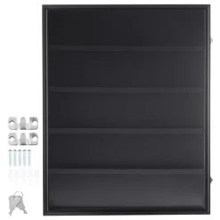 VEVOR 35 Graded Sports Card Display Case, 24.3x30.5x2.1 in, Baseball Card Display Frame with 98% UV Protection Clear View PC Glass, Lockable Wall Cabinet for Football Basketball Hockey Trading Card