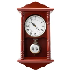 VEVOR Grandfather Clock, 18 in Classic Vintage Pendulum Clock, Pine Wood & MDF Wall Clocks with Quartz Movement and Quiet Design, for Living Room, Bedroom, Home Decor, and Gift (Cherry Tone Finish)