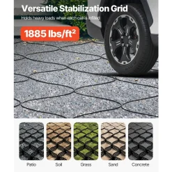 VEVOR Gravel Grid, 2 Inch Depth, 32.81 x 9.84 FT / 10000 x 3000 mm, 1880 LBS Per Sq ft Grass Ground Retainer, Permeable Geo Grids Driveway Stabilization, for Garden, Patio, Walkway, RV Parking Slopes