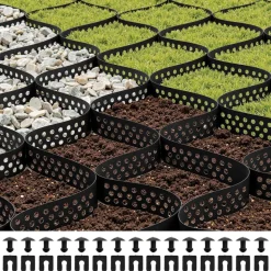 VEVOR Gravel Grid, 2 Inch Depth, 32.81 x 9.84 FT / 10000 x 3000 mm, 1880 LBS Per Sq ft Grass Ground Retainer, Permeable Geo Grids Driveway Stabilization, for Garden, Patio, Walkway, RV Parking Slopes