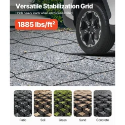 VEVOR Gravel Grid, 2 Inch Depth, 17.06 x 8.86 FT / 5200 x 2700 mm, 1880 LBS Per Sq ft Grass Ground Retainer, Permeable Geo Grids Driveway Stabilization, for Garden, Patio, Walkway, RV Parking Slopes