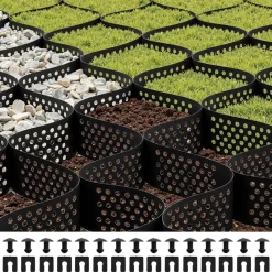 VEVOR Gravel Grid, 2 Inch Depth, 17.06 x 8.86 FT / 5200 x 2700 mm, 1880 LBS Per Sq ft Grass Ground Retainer, Permeable Geo Grids Driveway Stabilization, for Garden, Patio, Walkway, RV Parking Slopes