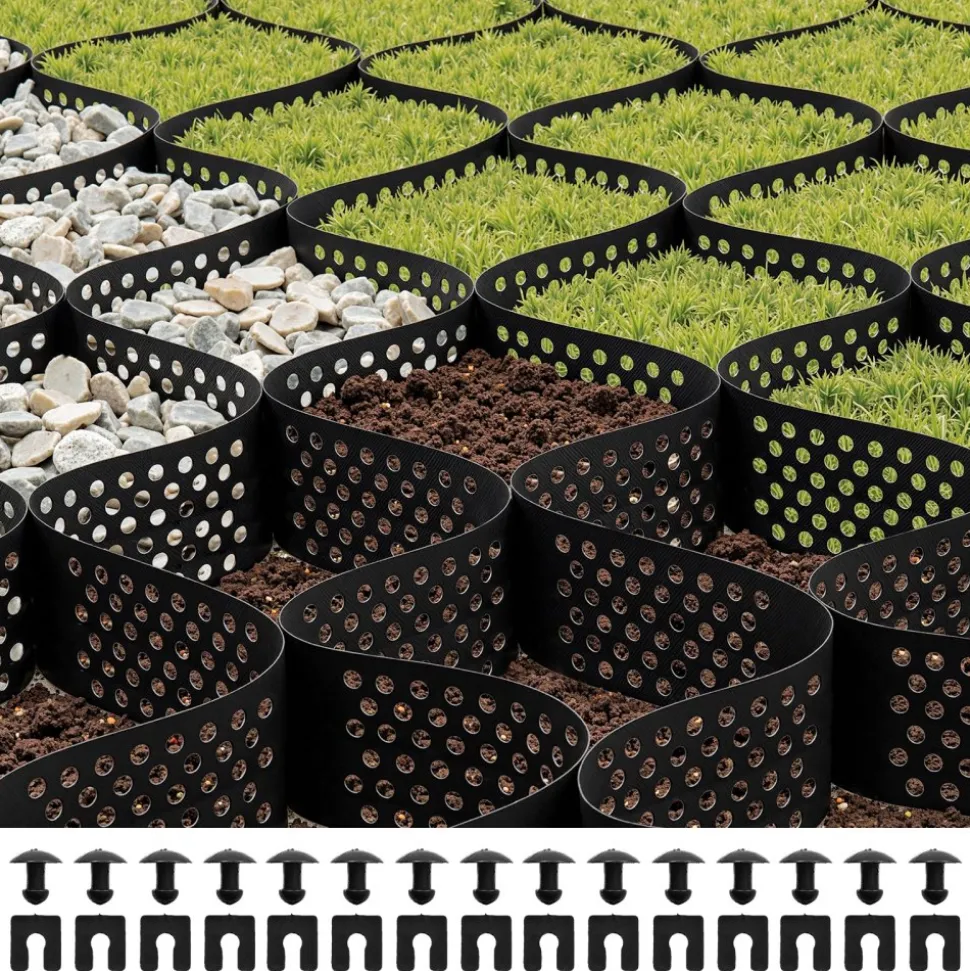 VEVOR Gravel Grid, 2 Inch Depth, 17.06 x 8.86 FT / 5200 x 2700 mm, 1880 LBS Per Sq ft Grass Ground Retainer, Permeable Geo Grids Driveway Stabilization, for Garden, Patio, Walkway, RV Parking Slopes
