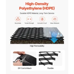 VEVOR Gravel Grid, 2 Inch Depth, 17.06 x 8.86 FT / 5200 x 2700 mm, 1880 LBS Per Sq ft Grass Ground Retainer, Permeable Geo Grids Driveway Stabilization, for Garden, Patio, Walkway, RV Parking Slopes
