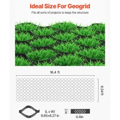 VEVOR Gravel Grid, 2 Inch Depth, 16.4 x 6.5 FT / 5000 x 1980 mm, 1880 LBS Per Sq ft Grass Ground Retainer, Permeable Geo Grids Driveway Stabilization, for Garden, Patio, Walkway, RV Parking Slopes