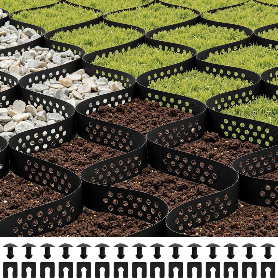 VEVOR Gravel Grid, 2 Inch Depth, 16.4 x 6.5 FT / 5000 x 1980 mm, 1880 LBS Per Sq ft Grass Ground Retainer, Permeable Geo Grids Driveway Stabilization, for Garden, Patio, Walkway, RV Parking Slopes