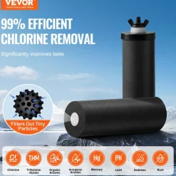 VEVOR Gravity-fed Water Filter System, 2.25G 304 Stainless-Steel Countertop System, Water Filtration System, Reduces Lead and up to 99% of Chlorine, with 2 Carbon Filters, Water Level Spigot, Stand
