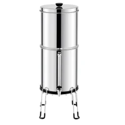 VEVOR Gravity-fed Water Filter System, 2.25G 304 Stainless-Steel Countertop Filtration System, Reduces Lead and up to 99% of Chlorine, with 2 Activated Carbon Filter, 2 Defluorination Filter, Spigot
