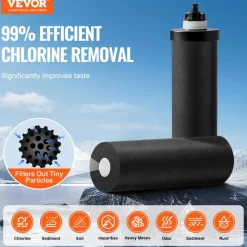 VEVOR Gravity-fed Water Filter System, 2.25G 304 Stainless-Steel Countertop System, Water Filtration System, Reduces Lead and up to 99% of Chlorine, with 2 Carbon Filters, and Water Level Spigot