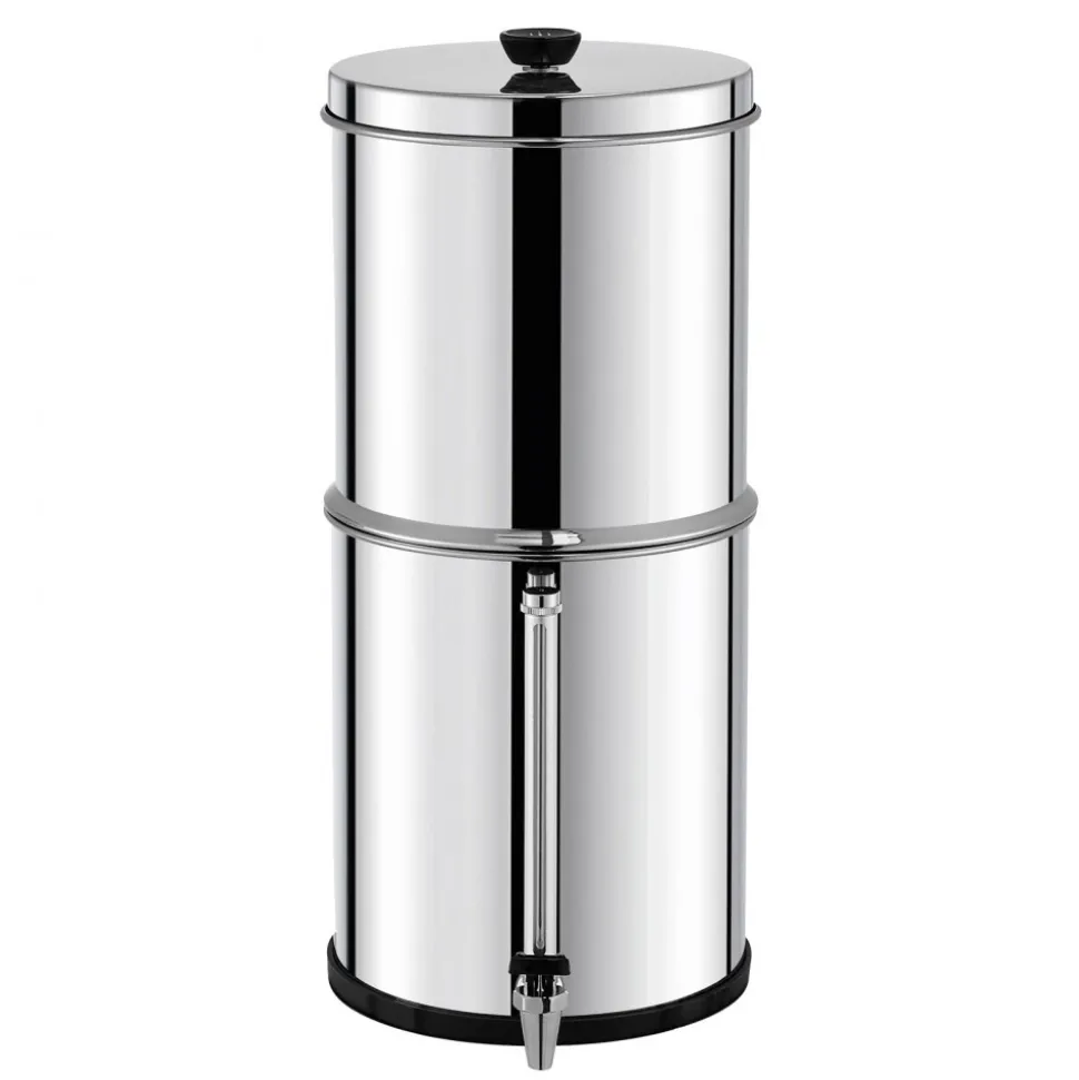 VEVOR Gravity-fed Water Filter System, 2.25G 304 Stainless-Steel Countertop System, Water Filtration System, Reduces Lead and up to 99% of Chlorine, with 2 Carbon Filters, and Water Level Spigot