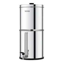 VEVOR Gravity-fed Water Filter System, 2.25G 304 Stainless-Steel Countertop System, Water Filtration System, Reduces Lead and up to 99% of Chlorine, with 2 Carbon Filters, and Water Level Spigot