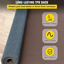 VEVOR Gray Marine Carpet 6 ft x 39.3 ft Marine Carpeting Marine Grade Carpet for Boats with Waterproof Back Outdoor Rug for Patio Porch Deck Garage Outdoor Area Rug Runner Anti-Slide Porch Rug