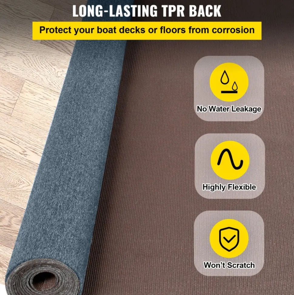 VEVOR Gray Marine Carpet 6 ft x 13.1 ft Boat Carpet Rugs Indoor Outdoor Rugs for Patio Deck Anti-Slide TPR Water-Proof Back Cut Outdoor Marine Carpeting Easy Clean Outdoor Carpet Roll