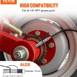 VEVOR Grease Gun Coupler 2 PCS, 10000 PSI High Pressure, 3-Jaw Locking, Quick Release Grease Gun Tip with Hose/Zerk Fittings Cleaner/Leak-Proof Cap, Compatible with All Grease Guns 1/8