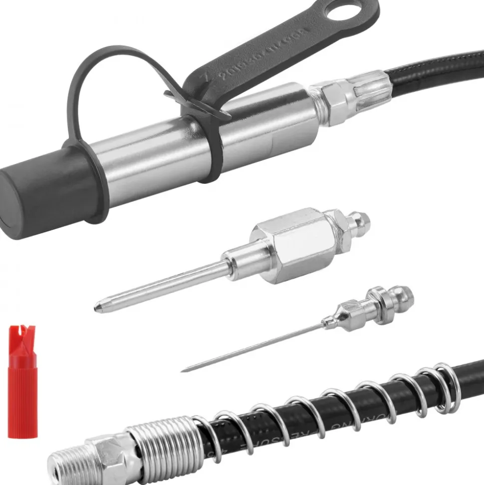 VEVOR Grease Gun Coupler, 10000 PSI High Pressure, 3-Jaw Locking, Quick Release Grease Gun Tip with Hose/Zerk Fittings Cleaner/Extension Needles, Compatible with All Grease Guns 1/8" NPT Fittings