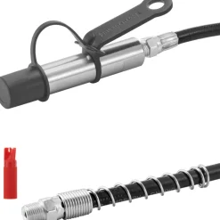 VEVOR Grease Gun Coupler, 10000 PSI High Pressure, 3-Jaw Locking, Quick Release Grease Gun Tip with Hose/Zerk Fittings Cleaner/Leak-Proof Cap, Compatible with All Grease Guns 1/8" NPT Grease Fittings