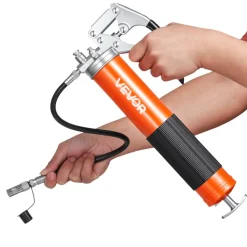 VEVOR Grease Gun, 10000 PSI High Pressure, Heavy Duty Pistol Grip Grease Gun Kit with 14 oz Capacity, Includes 18-Inch Flex Hose, 1 Extension Rigid Pipe and 1 Sharp Type Nozzle for Automotive, Marine