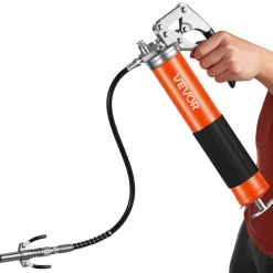 VEVOR Grease Gun, 8000 PSI, Pistol Grip Grease Gun Kit with 14 oz Capacity, Includes 18-Inch Flex Hose, Double Handle Grease Coupler, Extension Rigid Pipe & Sharp Type Nozzle for Automotive, Marine