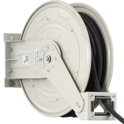 VEVOR Grease Hose Reel, 1/4 in x 50 ft Retractable, Spring Driven Auto Swivel Rewind, Max 10152 PSI, Heavy-Duty Carbon Steel Construction with Steel Wire Braided Hose, for Lube, Grease, Hydraulic Oil