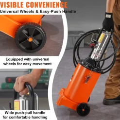 VEVOR Grease Pump, 3 Gallon 12L, Air Operated Grease Pump with 13 ft High Pressure Hose and Grease Gun, Pneumatic Grease Bucket Pump with Wheels, Portable Lubrication Grease Pump 50:1 Pressure Ratio