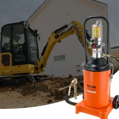 VEVOR Grease Pump, 3 Gallon 12L, Air Operated Grease Pump with 13 ft High Pressure Hose and Grease Gun, Pneumatic Grease Bucket Pump with Wheels, Portable Lubrication Grease Pump 50:1 Pressure Ratio