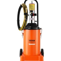 VEVOR Grease Pump, 3 Gallon 12L, Air Operated Grease Pump with 13 ft High Pressure Hose and Grease Gun, Pneumatic Grease Bucket Pump with Wheels, Portable Lubrication Grease Pump 50:1 Pressure Ratio