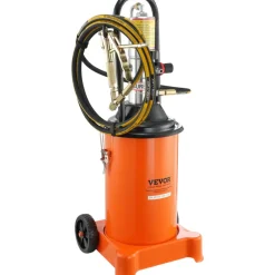 VEVOR Grease Pump, 3 Gallon 12L, Air Operated Grease Pump with 13 ft High Pressure Hose and Grease Gun, Pneumatic Grease Bucket Pump with Wheels, Portable Lubrication Grease Pump 50:1 Pressure Ratio