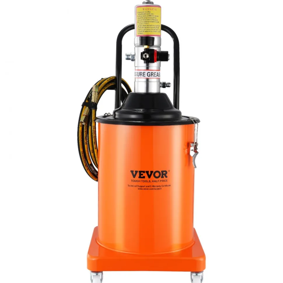 VEVOR Grease Pump, 5 Gallon 20L, Air Operated Grease Pump with 13 ft High Pressure Hose and Grease Gun, Pneumatic Grease Bucket Pump with Wheels, Portable Lubrication Grease Pump 50:1 Pressure Ratio