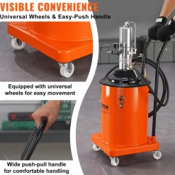 VEVOR Grease Pump, 5 Gallon 20L, Air Operated Grease Pump with 13 ft High Pressure Hose and Grease Gun, Pneumatic Grease Bucket Pump with Wheels, Portable Lubrication Grease Pump 50:1 Pressure Ratio
