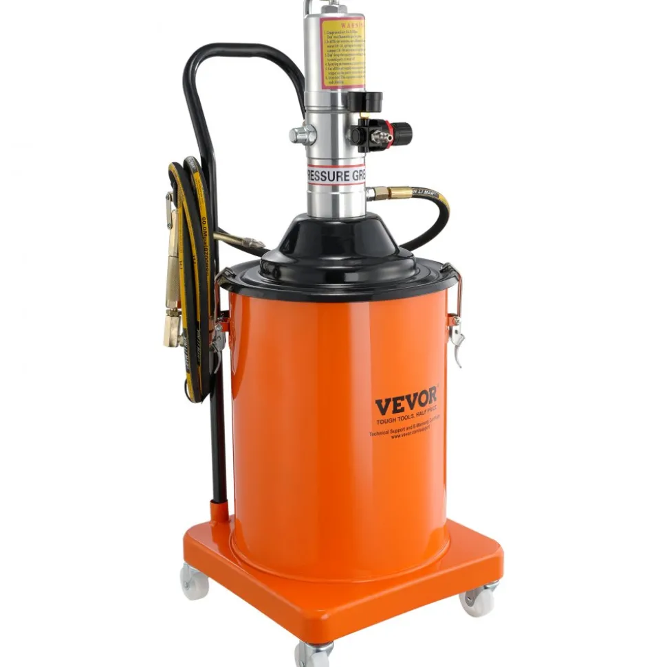VEVOR Grease Pump, 5 Gallon 20L, Air Operated Grease Pump with 13 ft High Pressure Hose and Grease Gun, Pneumatic Grease Bucket Pump with Wheels, Portable Lubrication Grease Pump 50:1 Pressure Ratio
