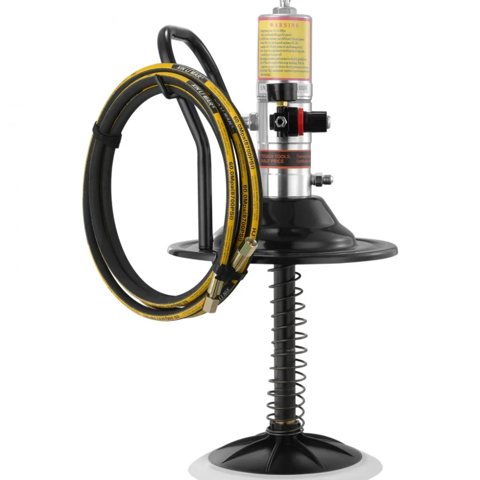 VEVOR Grease Pump, 50:1 Pressure Ratio Air Operated Grease Pump with 13 ft High Pressure Hose and Grease Gun, Pneumatic Grease Pump with Barrel Cap, Portable Lubrication Grease Pump 360° Gun Head
