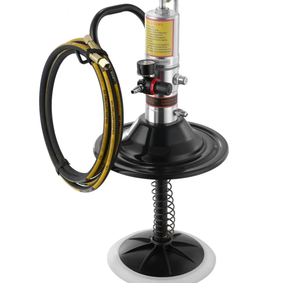 VEVOR Grease Pump, 50:1 Pressure Ratio Air Operated Grease Pump with 13 ft High Pressure Hose and Grease Gun, Pneumatic Grease Pump with Barrel Cap, Portable Lubrication Grease Pump 360° Gun Head