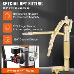 VEVOR Grease Pump, 50:1 Pressure Ratio Air Operated Grease Pump with 13 ft High Pressure Hose and Grease Gun, Pneumatic Grease Pump with Barrel Cap, Portable Lubrication Grease Pump 360° Gun Head