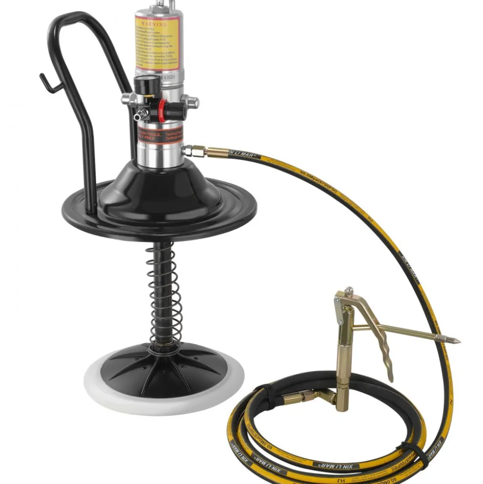 VEVOR Grease Pump, 50:1 Pressure Ratio Air Operated Grease Pump with 13 ft High Pressure Hose and Grease Gun, Pneumatic Grease Pump with Barrel Cap, Portable Lubrication Grease Pump 360° Gun Head