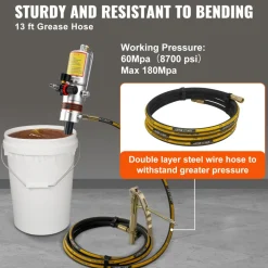 VEVOR Grease Pump, 50:1 Pressure Ratio Air Operated Grease Pump with 13 ft High Pressure Hose and Grease Gun, Pneumatic Grease Pump, Portable Lubrication Grease Pump with 360° Swivel Grease Gun Head