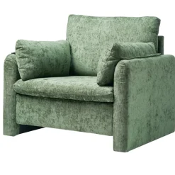 VEVOR Green Accent Chair, Modern Upholstered Accent Chair with Armrests, Cloth Arm Chairs with Thick Cushion and Arched Backrest, Single Fabric Armchair for Living Room, Bedroom, Study, Office