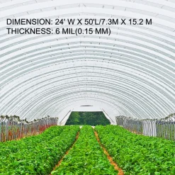 VEVOR Greenhouse Film 20 x 28 ft, Greenhouse Polyethylene Film 6 Mil Thickness, Greenhouse Plastic Greenhouse Clear Plastic Film UV Resistant, Polyethylene Film Keep Warming, Superior Strength