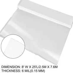 VEVOR Greenhouse Film 12 x 25 ft, Greenhouse Polyethylene Film 6 Mil Thickness, Greenhouse Clear Plastic Film UV Resistant, Polyethylene Film Keep Warming, Greenhouse Plastic Superior Toughness