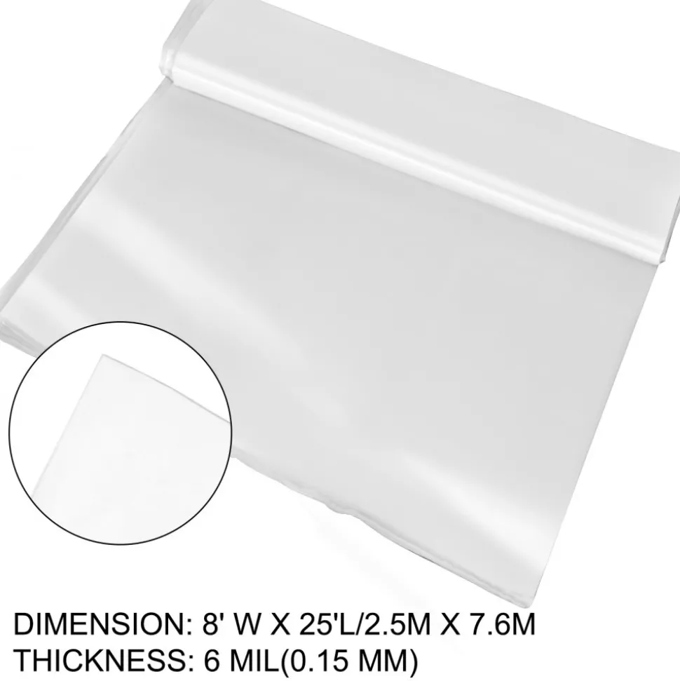 VEVOR Greenhouse Film 12 x 25 ft, Greenhouse Polyethylene Film 6 Mil Thickness, Greenhouse Clear Plastic Film UV Resistant, Polyethylene Film Keep Warming, Greenhouse Plastic Superior Toughness