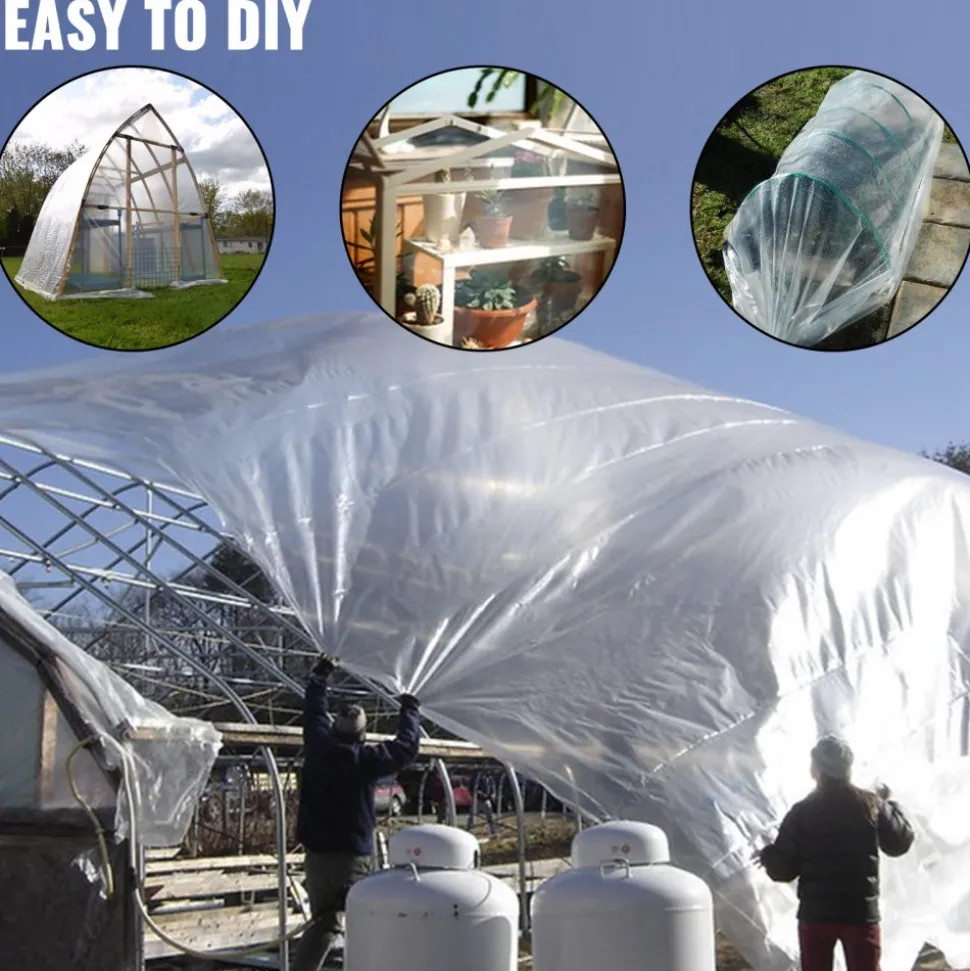 VEVOR Greenhouse Film 20 x 100 ft, Greenhouse Polyethylene Film 6 Mil Thickness, Greenhouse Plastic Greenhouse Clear Plastic Film UV Resistant, Polyethylene Film Keep Warming, Superior Strength
