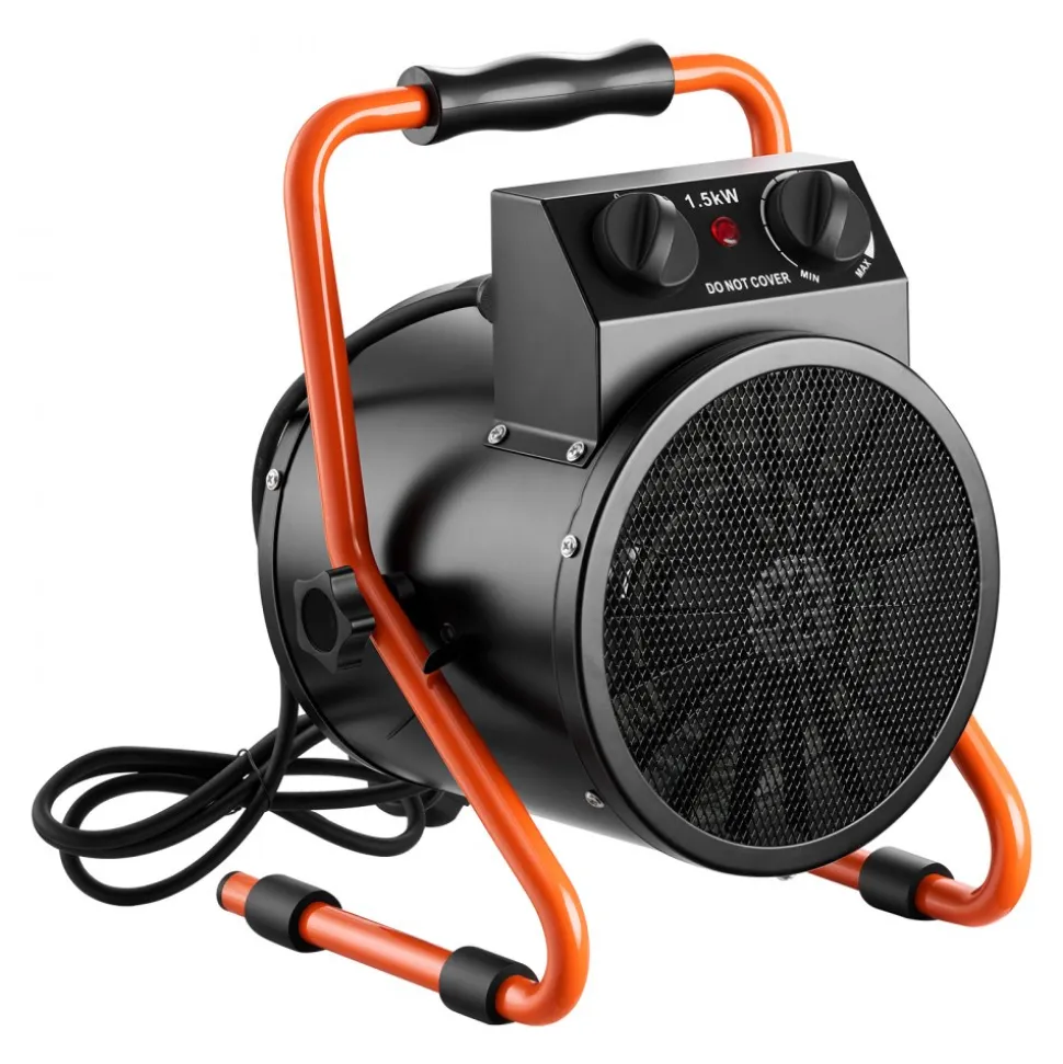VEVOR Greenhouse Heater, 1500W Electric Space Heater with Fan & High Heat Modes, IPX4 Protection, 25° Adjustable Angle, Overheat Protection, for Grow Tent, Small Greenhouse, Flower Room, Home Office