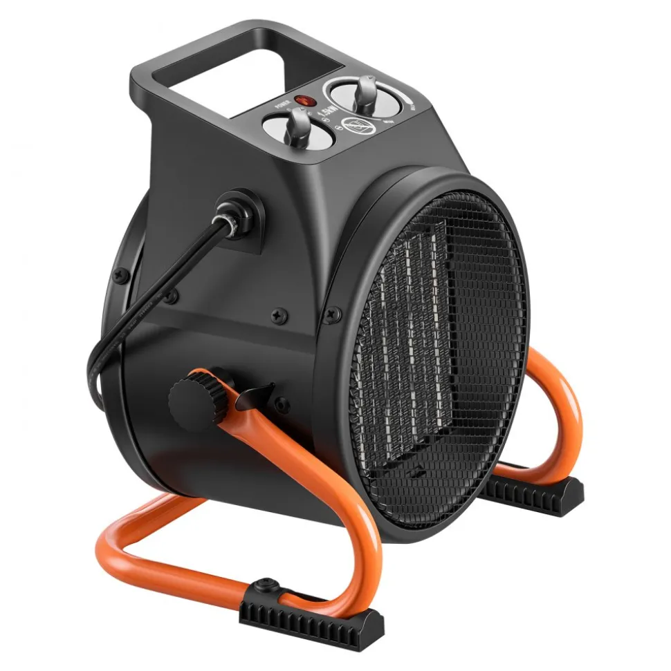 VEVOR Greenhouse Heater, 1500W Electric PTC Space Heater with Fan, Low & High Heat Modes, 15° Adjustable Angle, Overheat Protection, Portable for Grow Tent, Small Greenhouse, Flower Room, Home Office