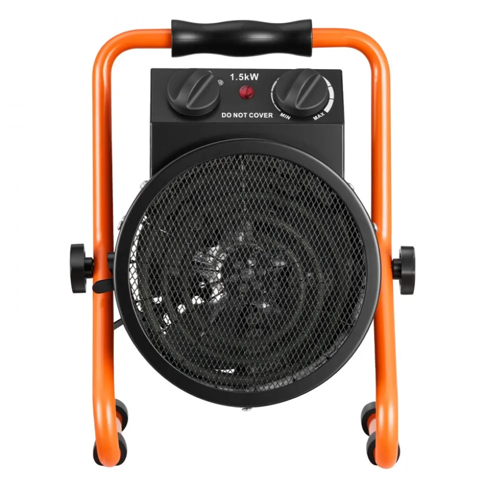VEVOR Greenhouse Heater, 1500W Electric Space Heater with Thermostat, Fan & High Heat Modes, 25° Adjustable Angle, IPX4 & Overheat Protection, for Grow Tent, Greenhouse, Flower Room, Home Office