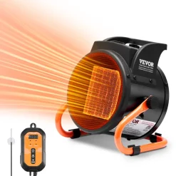 VEVOR Greenhouse Heater with Thermostat, 1500W PTC Fast Heating with Overheat Protection, 3-Speed Setting Small Grow Tent Heater, Electric Portable Heater Fan for Green House, Flower Room, Workplace