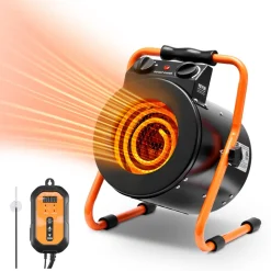 VEVOR Greenhouse Heater with Thermostat, 1500W Fast Heating with Overheat Protection, 2-Speed Setting Small Grow Tent Heater, Electric Portable Heater Fan for Green House, Flower Room, Workplace