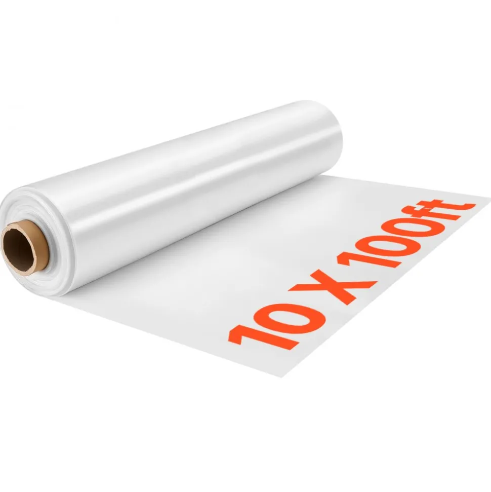 VEVOR Greenhouse Plastic Sheeting 10 x 100 ft 6 Mil Clear Polyethylene Film, for Farms Agriculture Garden Outdoor Plant, Water Sun Frost Wind Dust Resistant, Heavy Duty Thick Winter Hoop House Cover