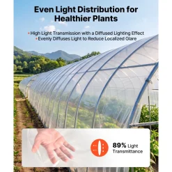 VEVOR Greenhouse Plastic Sheeting 12 x 100 ft 6 Mil Clear Polyethylene Film, for Farms Agriculture Garden Outdoor Plant, Water Sun Frost Wind Dust Resistant, Heavy Duty Thick Winter Hoop House Cover