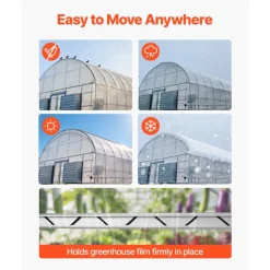 VEVOR Greenhouse Spring Wire and Lock Channel, 30 Packs 6.56 ft PVC-Coated Wiggle Wire & Aluminum Alloy Channel Bundle Kit with Included Screws, 0.05 in Thickened, Poly Film & Shade Cloth Attachments