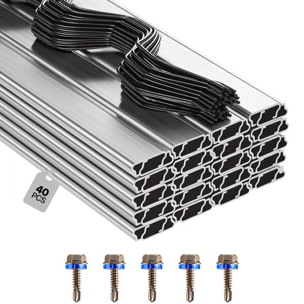 VEVOR Greenhouse Spring Wire and Lock Channel, 30 Packs 6.56 ft PVC-Coated Wiggle Wire & Aluminum Alloy Channel Bundle Kit with Included Screws, 0.05 in Thickened, Poly Film & Shade Cloth Attachments
